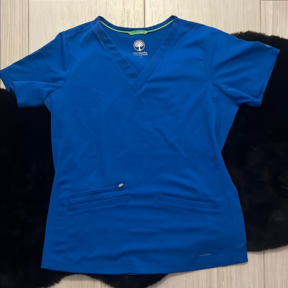 Blue V-Neck Women's scrub top